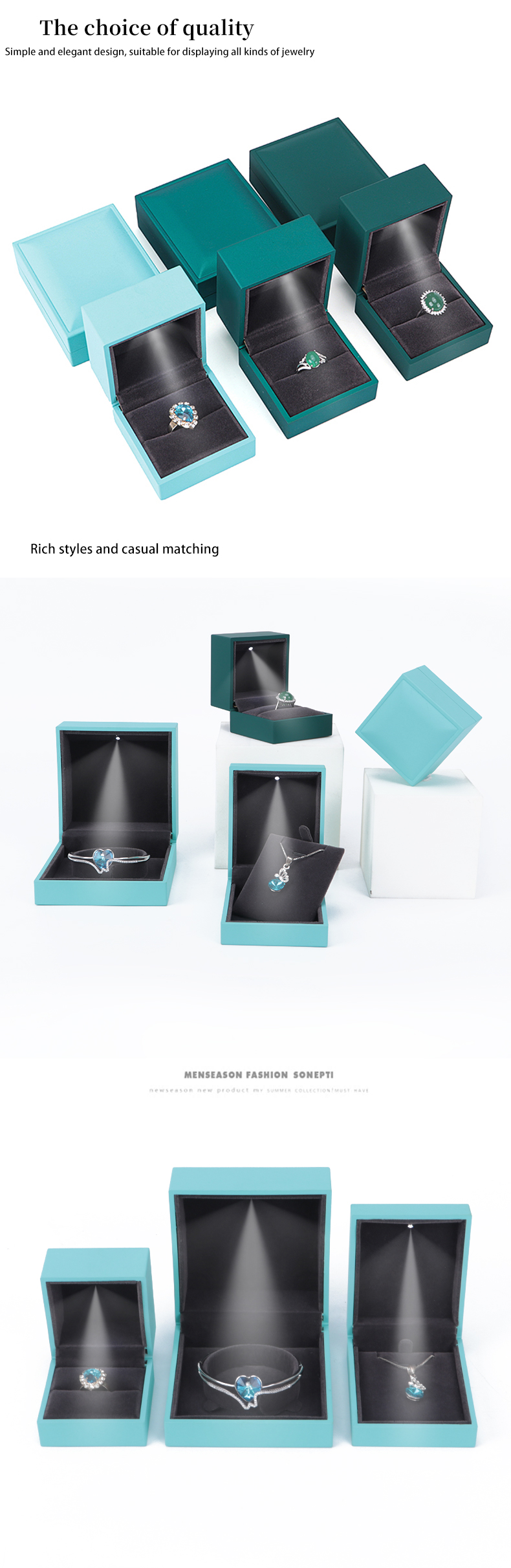 Customized Hanhong LED Light Jewelry Packaging Box for Necklace Bracelet and Earrings