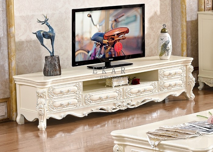 Luxury White Wood TV Table Living Room TV stands