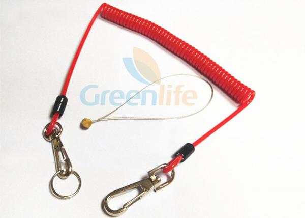 Quality Fall Protection Red 4.0 Bungee Cord Lanyard , Standard Style Coiled Lanyard Cord for sale