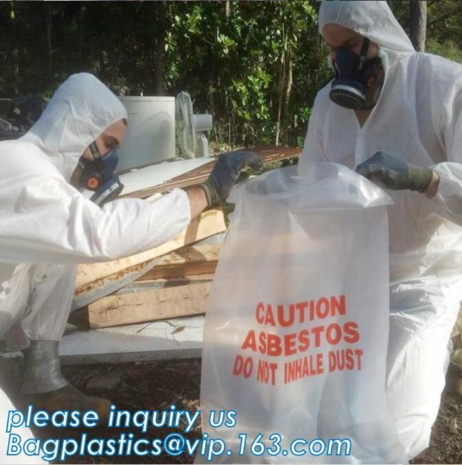 PE packing bag for Asbestos fibers, large size thicker LDPE asbestos remove bags, Large Asbestos Waste Removal Bags, pac