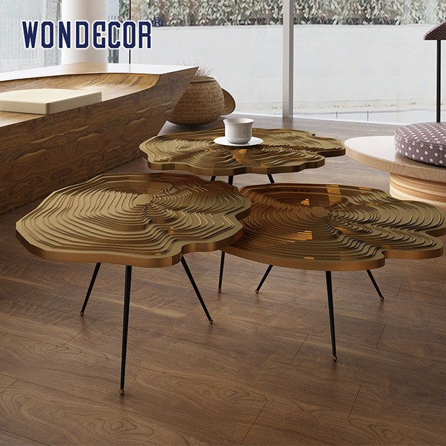 Champagne Gold 120cm Ring Coffee Table Art Table Furniture Stainless Steel For Hotel Lobby