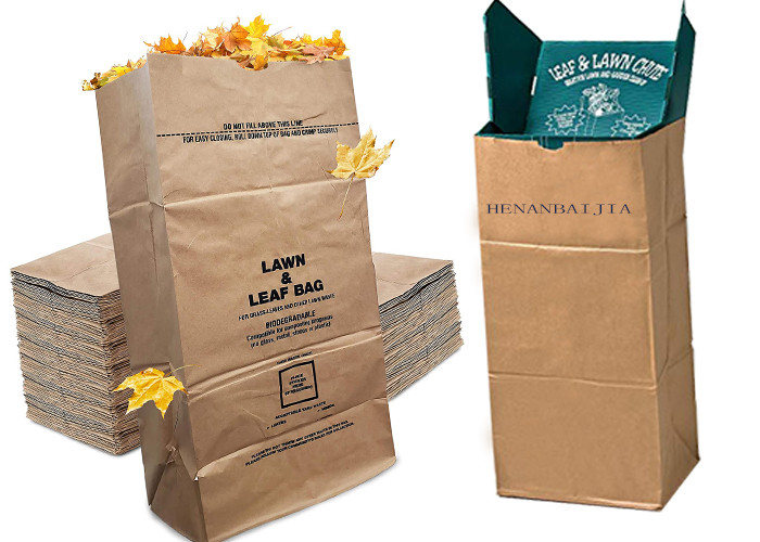 Yard Waste Lawn Leaf Compostable Paper Bag Moisture Proof With Custom Logo