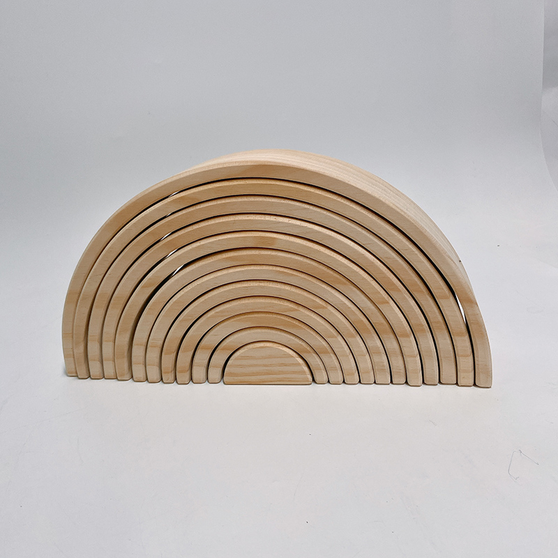 Rainbow 35.5cm Coloured Wooden Building Blocks Large Baby