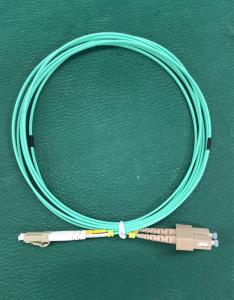 China Multimode Aqua Fiber Patch Cable LC LC Duplex Patch Cord OM3-300 2.0mm Diameter on sale