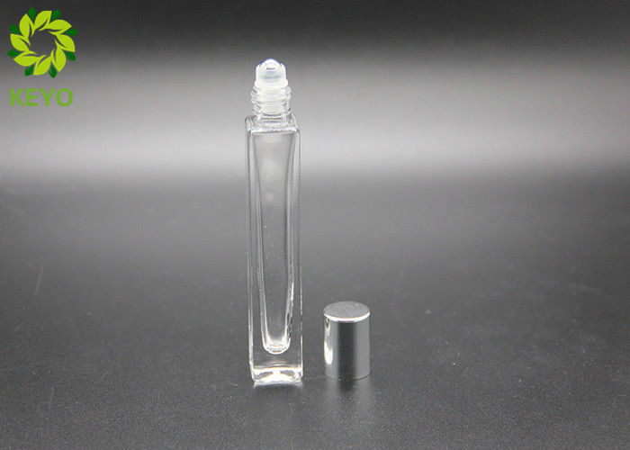 10ml Thick Bottom Empty Square Roll On Glass Bottles With Silver Aluminum Cap