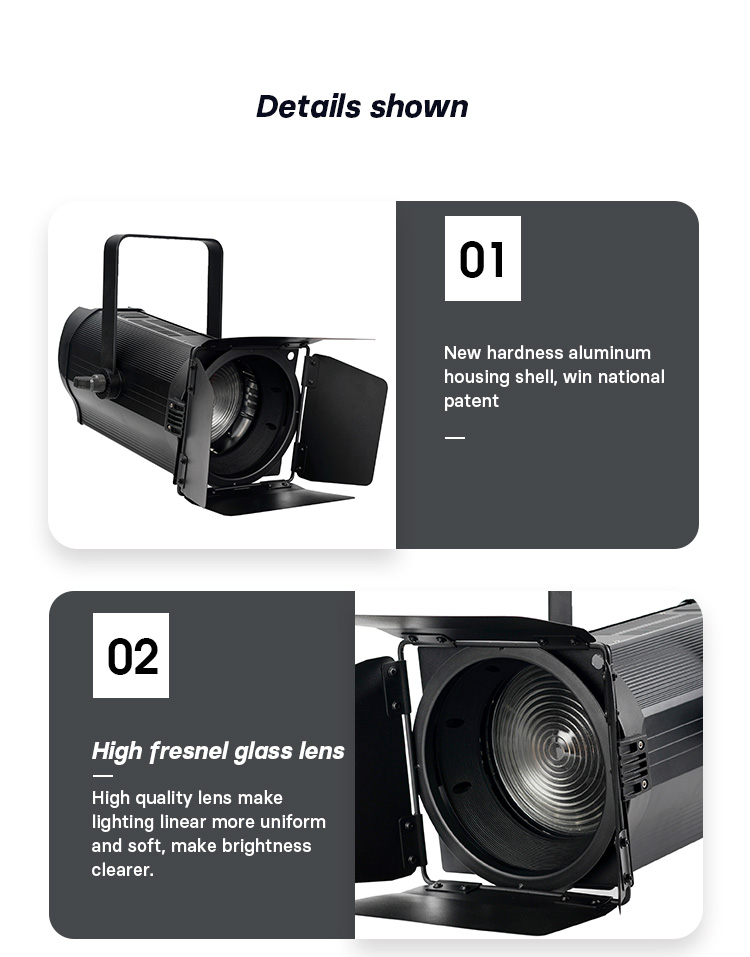 200W zoom fresnel spotlight
