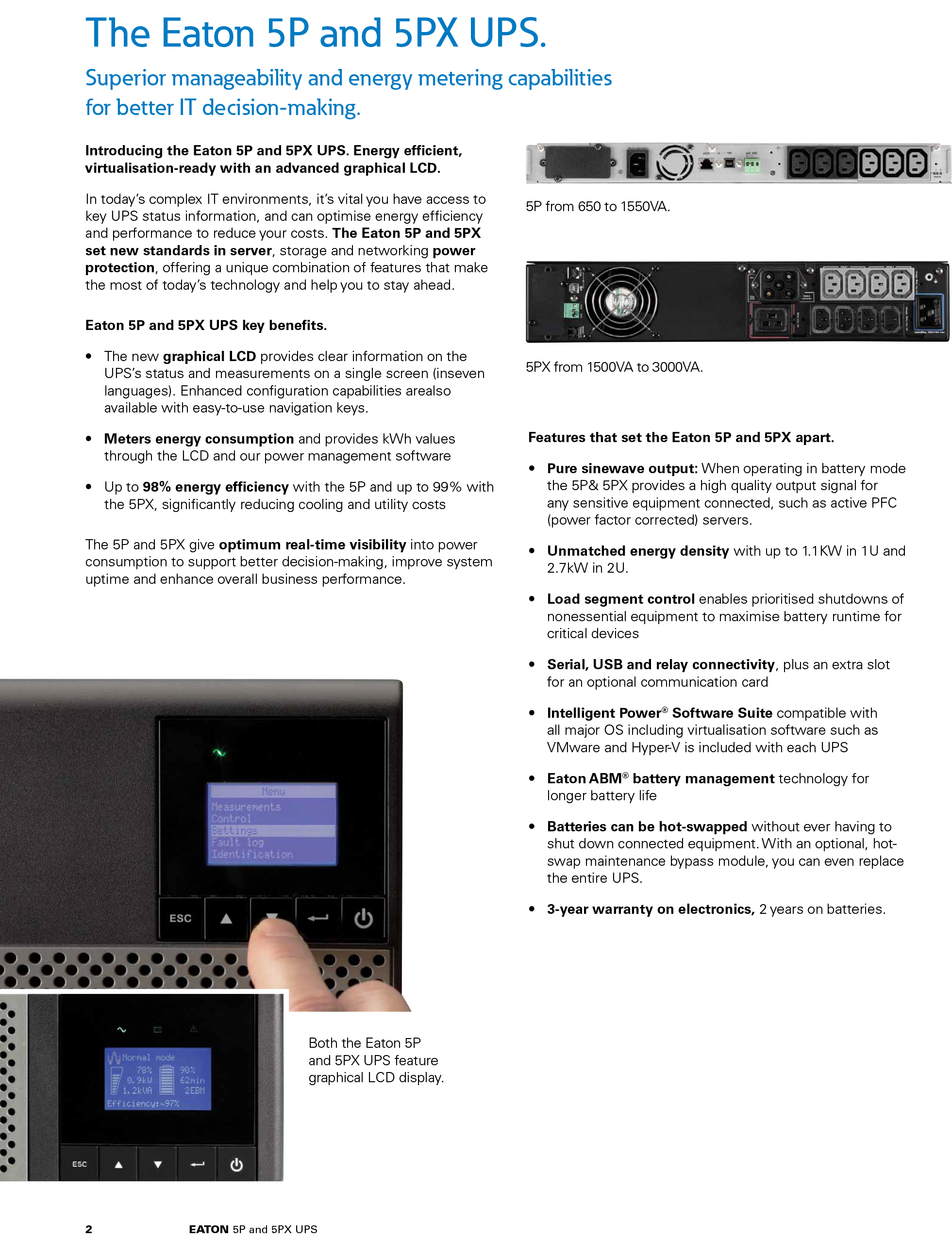 EATON UPS Brand 5P 1550VA 230V UPS 220V 230V 240V single phase Line-Interactive for Infrastructure, Industry and Healthcare