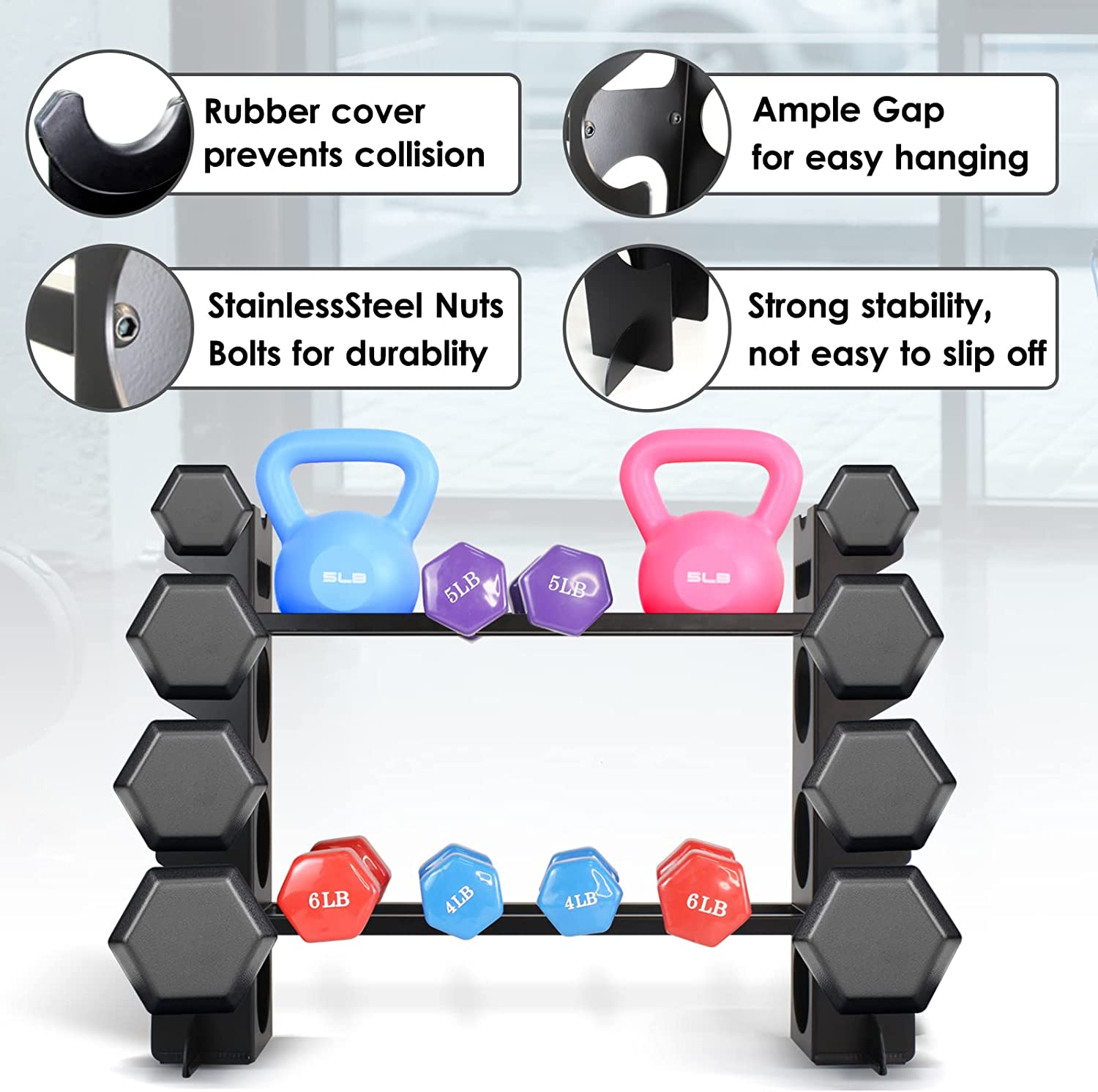 Galvanized 5 Tier Dumbbell Rack Stand for Home Gym Weight Training Powder Coated