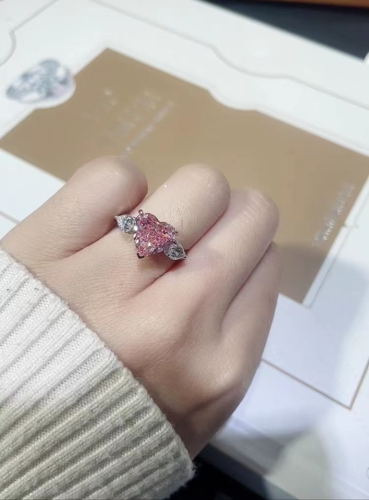 4.19CT Heart Brilliant Cut Lab Grown Diamond Wedding Rings