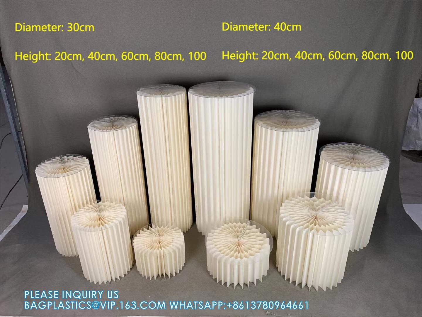 Roman Wedding Columns Paper Roman Pillar Folding Paper Pillar Column With Acrylic Lid For Wedding Table Decorations