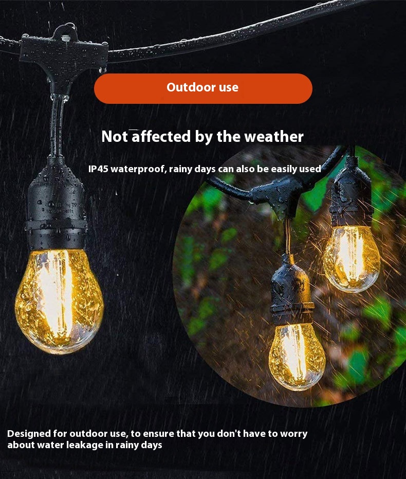 LED S14 String IP65 Plastic Star Colorful Light Ball Bubble E27 Light String Outdoor Garden for Christmas Holidays