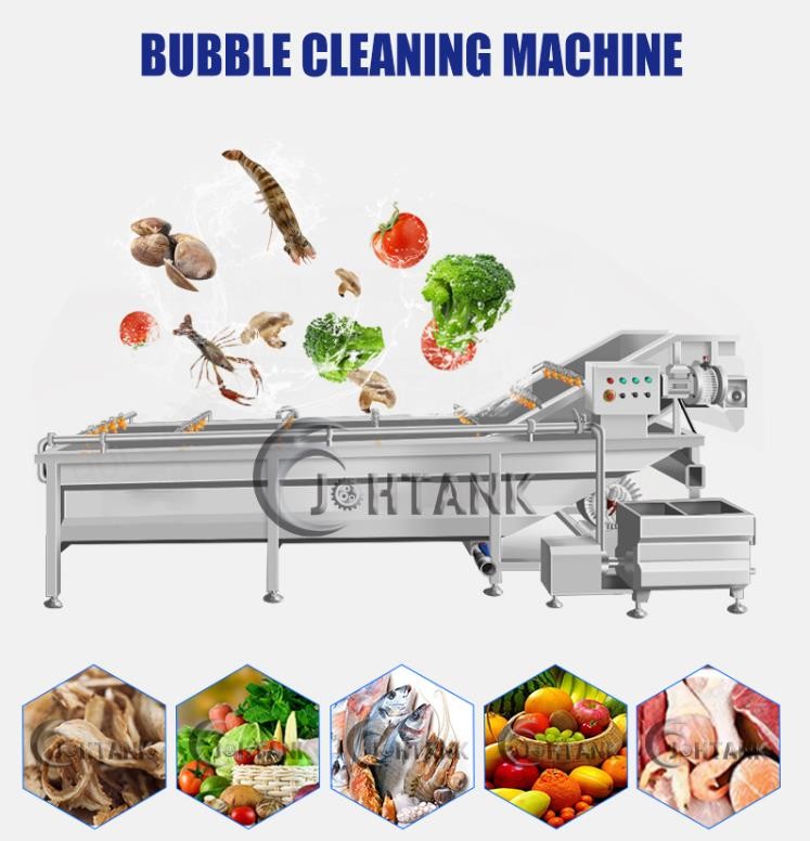 5000kg/h Fruit And Vegetable Processing Line , Water Bubble Cleaning Machine 5000kg/h