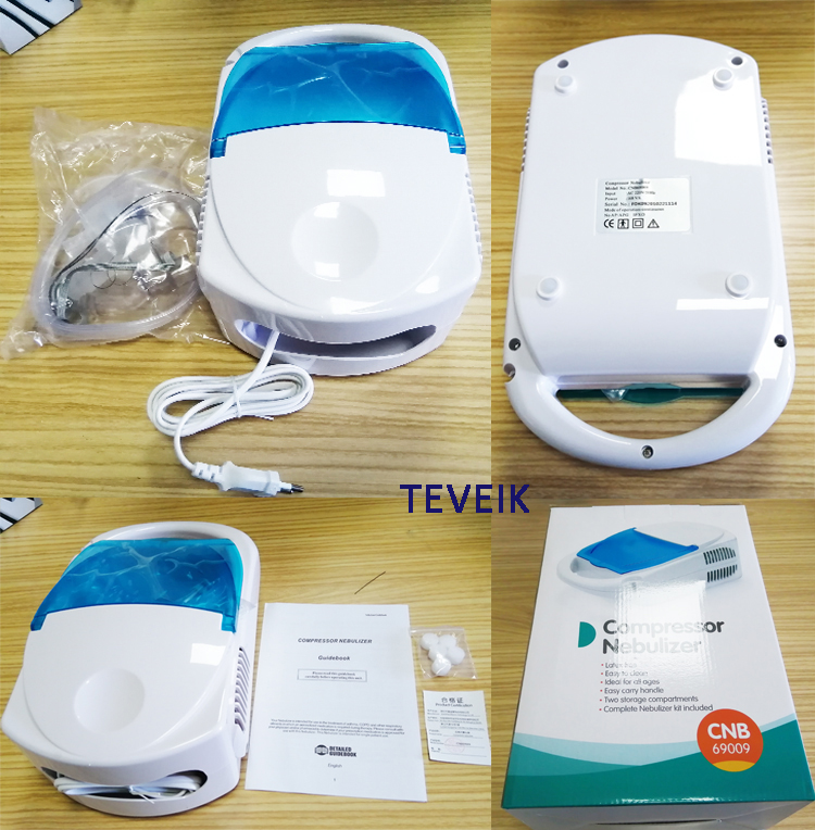 TEVEIK 11 Year Factory Medical Adult / Pediatric Portable Piston Nebulizer Machine with Oxygen Mask