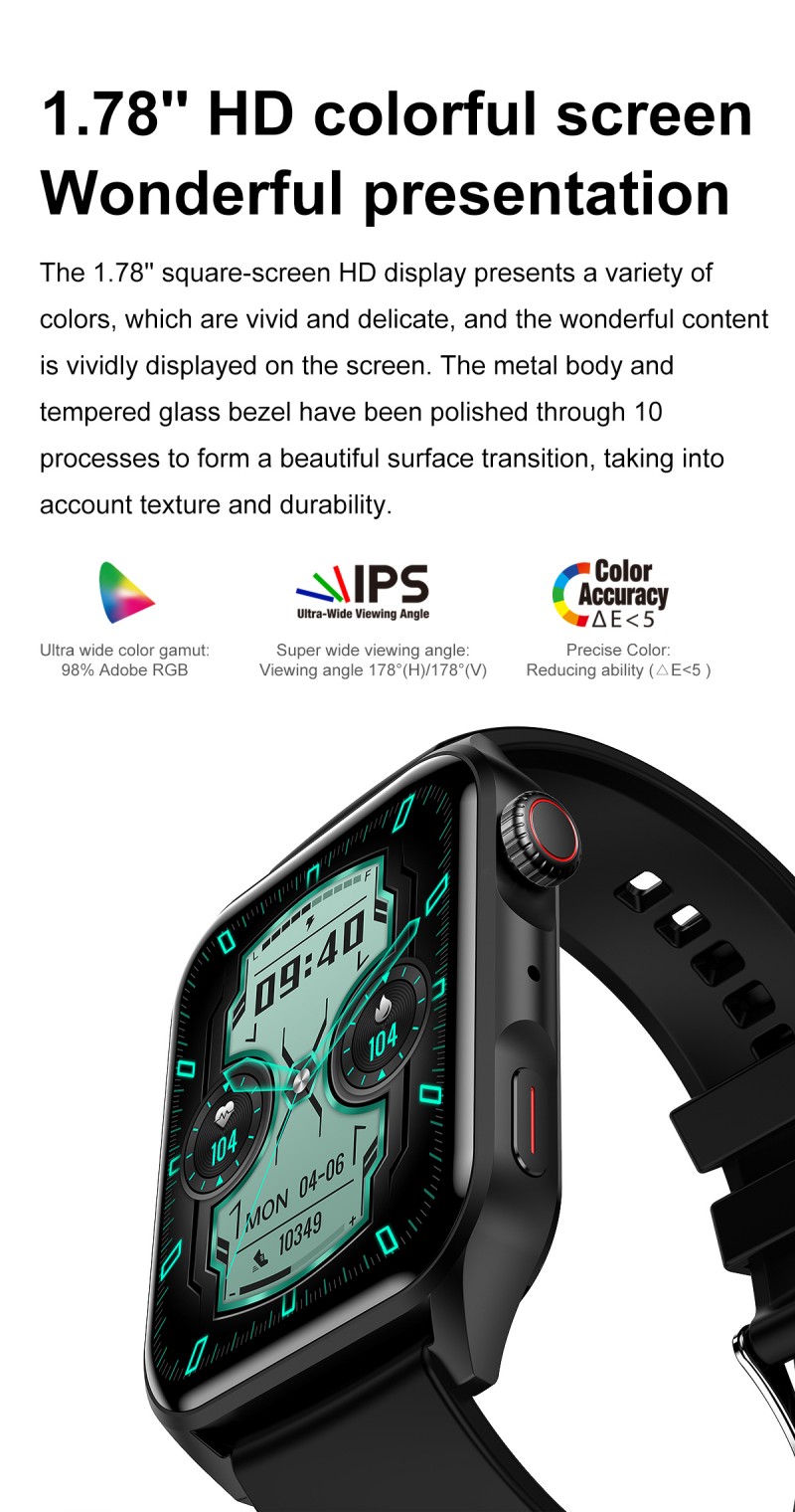 HK28 IP68 Fitness Tracker And Smartwatch Sport 1.78 IPS True Heart Rate Call For Android