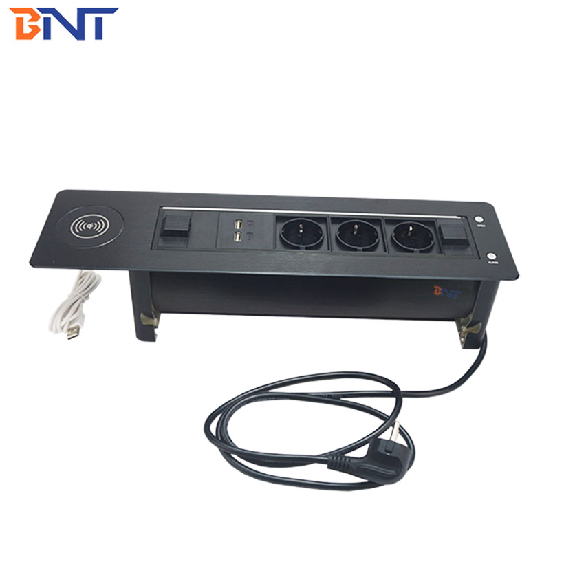 With Wireless charger hidden table motorized power socket with EU power plug
