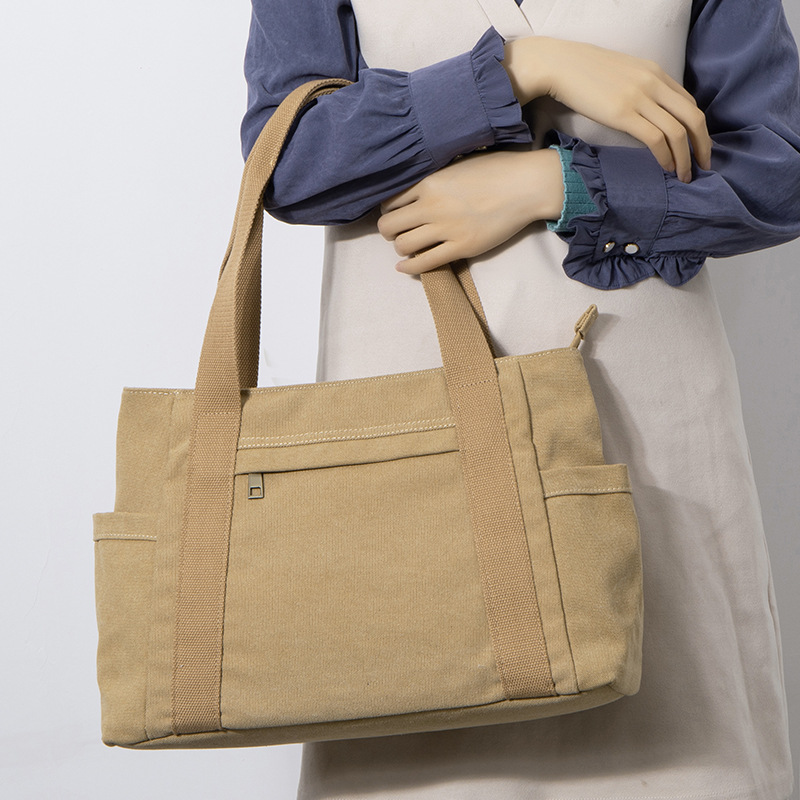 Fashion Women Canvas Shopping Bag Ladies Casual Shoulder Handbag Reusable Large Capacity Eco-Friendly Tote Bag