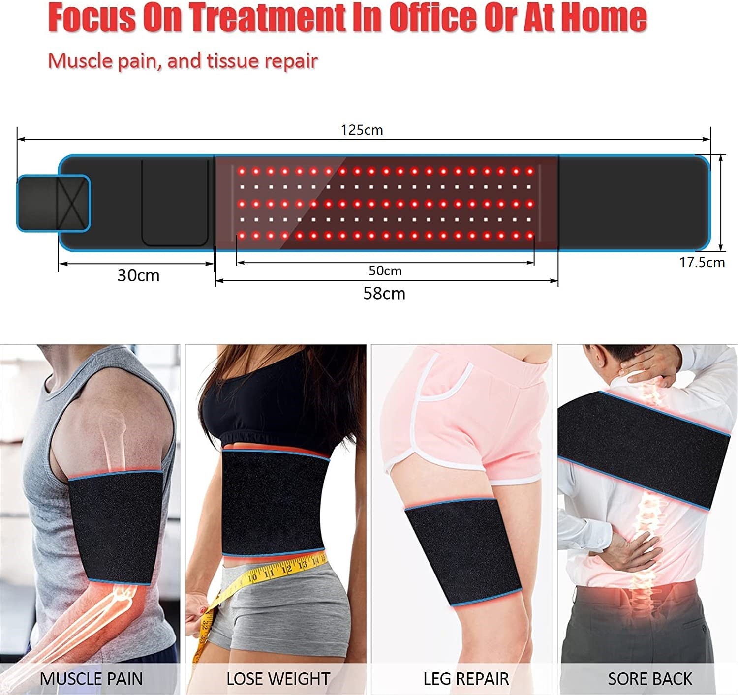 Weight Lose 105pcs LED Red Light Therapy Belt 125x7.5cm