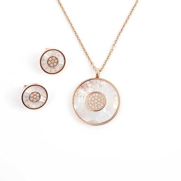 South American Fashion Stainless Steel Earrings With Matched Pendant Necklace