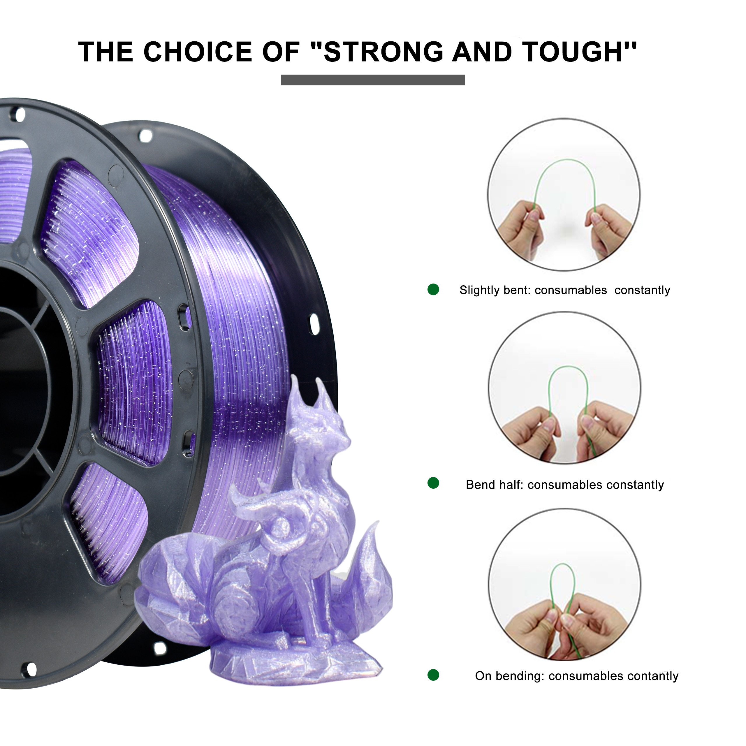 PETG Filament Flash Point Purple 1.75mm FDM Forming Technology 3D Printing Filament