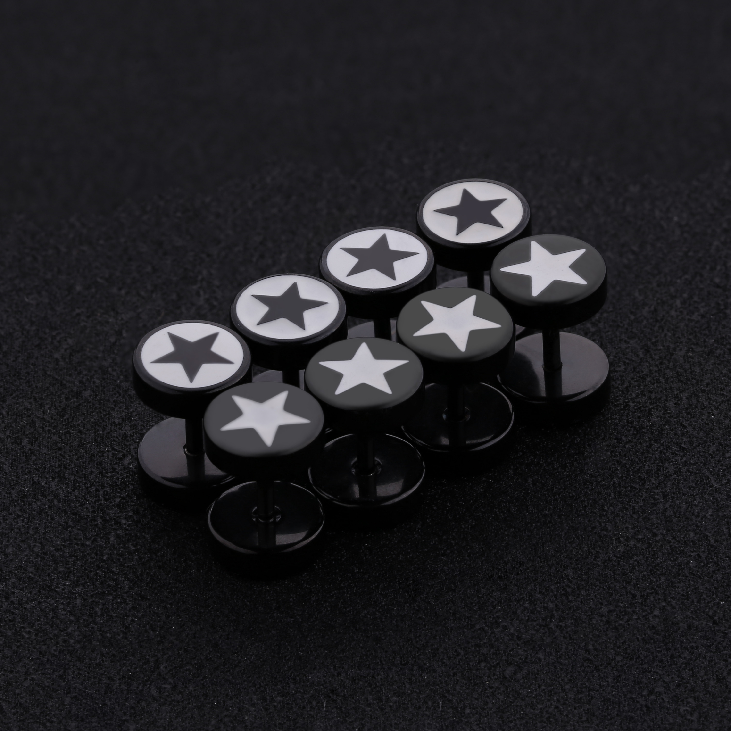 Korean fashion jewelry shinny round shaped white star studs earrings