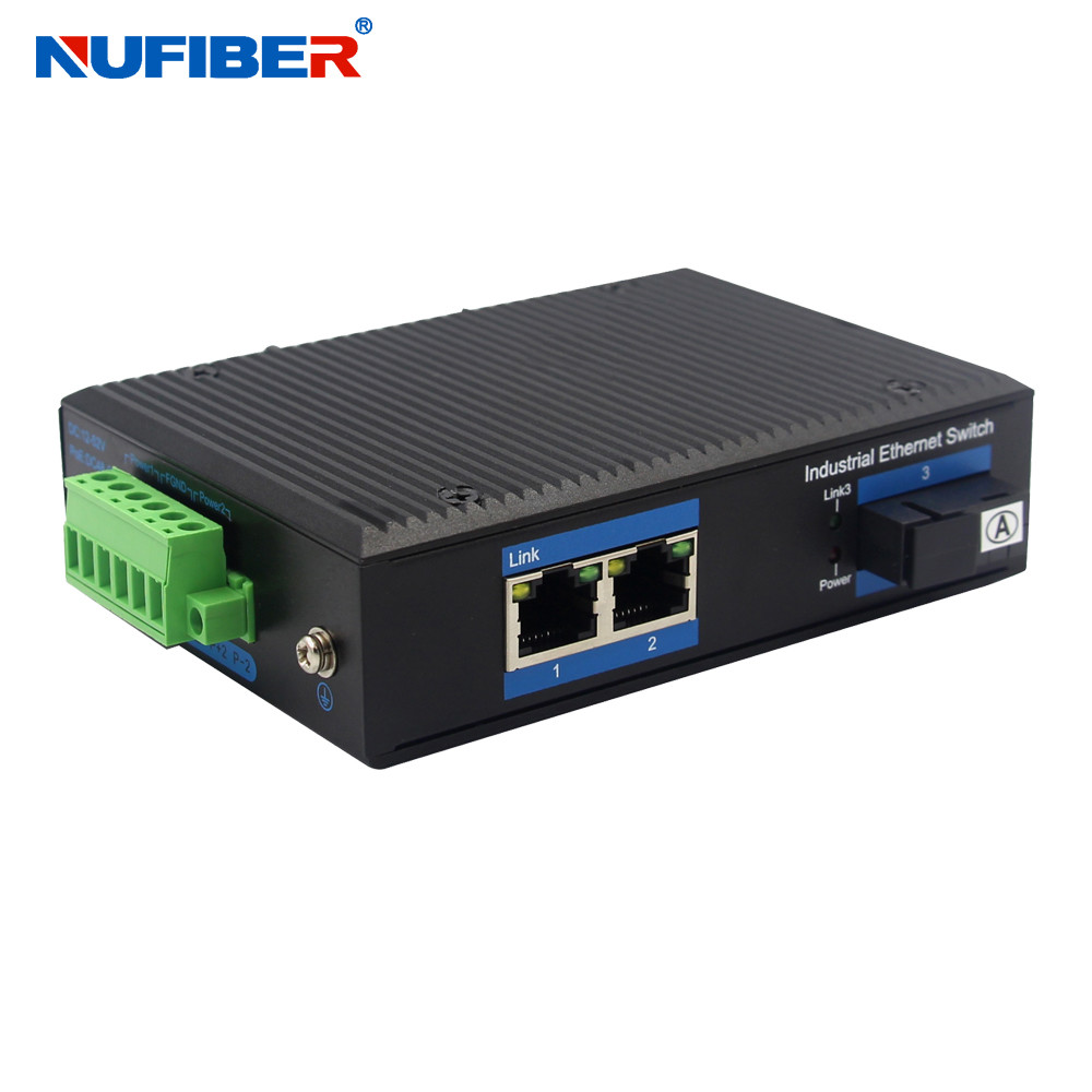 Industrial Ethernet Switch 2 Port 10/100/1000M Ethernet ports and 1 port 1000Mbps SC Fiber
