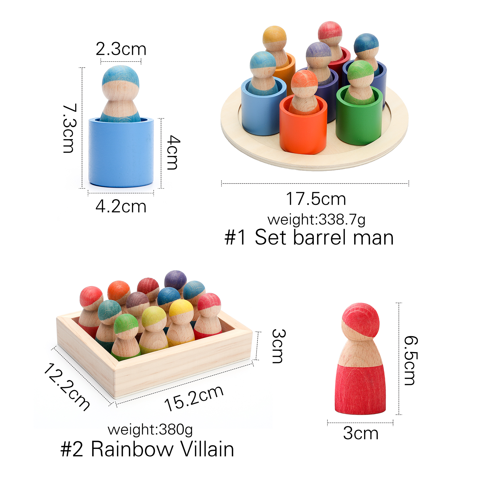 Montessori Educational Wooden Rainbow Block Counting Game Puzzle Kids