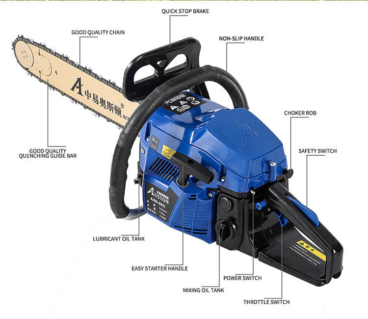 2000W 49.3CC Gasoline Powered Chain Saws Petrol Chainsaw 18 Inch