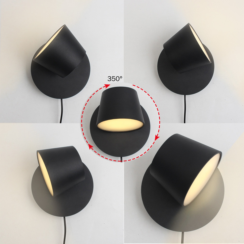 Interior headboard Reading Wall lamp Rotating Wall Lamps USB plug dimmable Color temperature wall Light