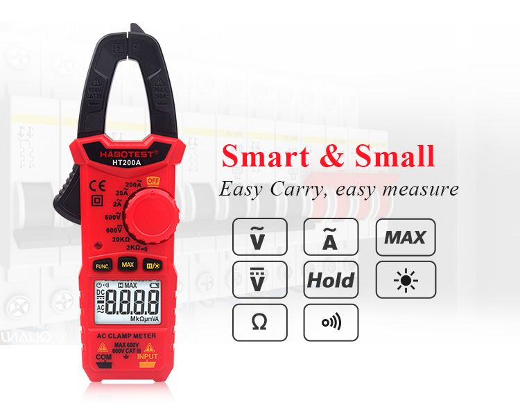 Data Hold And Back Light 2000 counts Habotest Clamp Meter