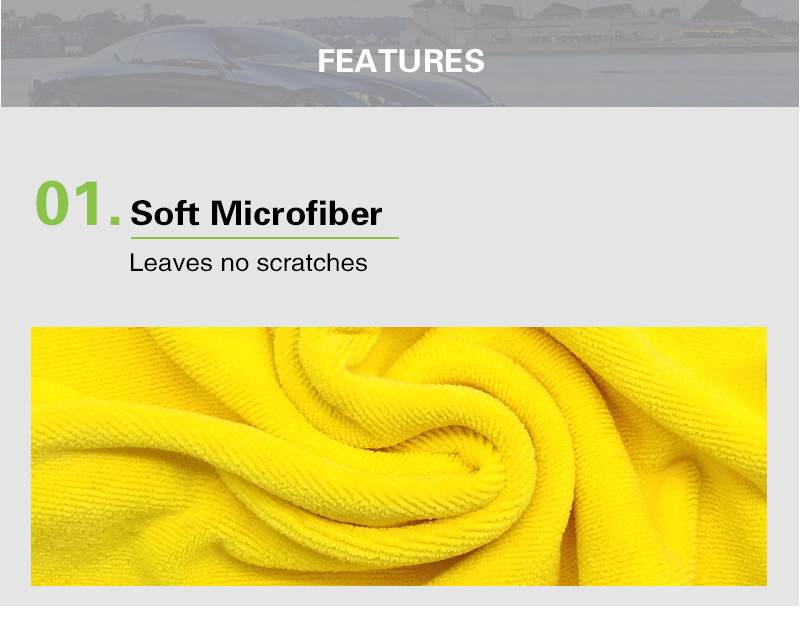 30*30cm Yellow Microfiber Towels For Car Detailing S M L Size