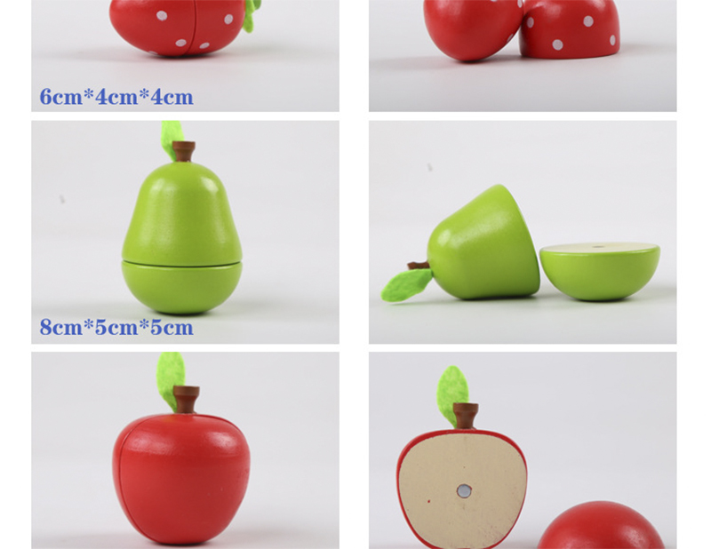 Colored 19cm Wooden Fruit Cutting Set Toy Kid Education