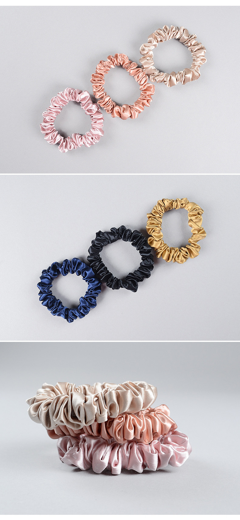 Silk Scrunchies For Hair 100% Mulberry Silk Ties For Curly Hair Scrunchies Prevent Breakage
