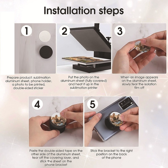 Customized Sublimation Foldable Adhesive Phone Stand DIY Sublimation Pop Socket