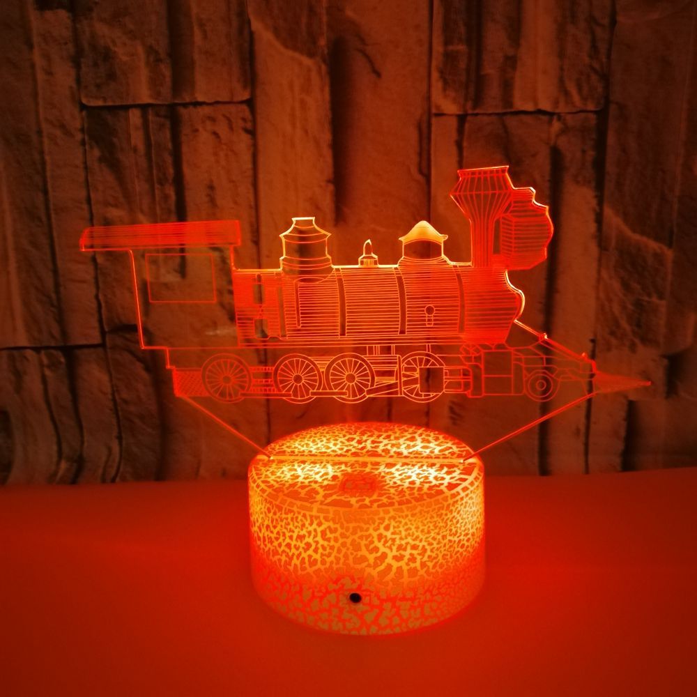 New custom OEM logo sign train 3D night light Colorful abstract illusion light Gift small table lamp