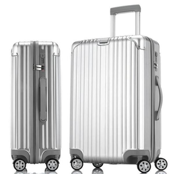 Quality REACH Silver PC ODM Four Wheel Hard Shell Suitcase for sale