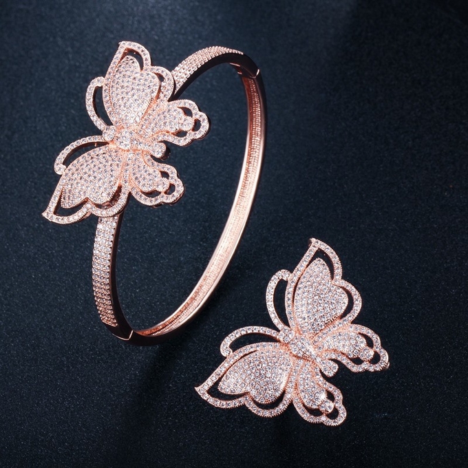Fashion Cubic Zirconia Butterfly Bracelet Bangle AAA Cz Butterfly Bangle Cuff Bracelets & For Women Butterfly Jewelry