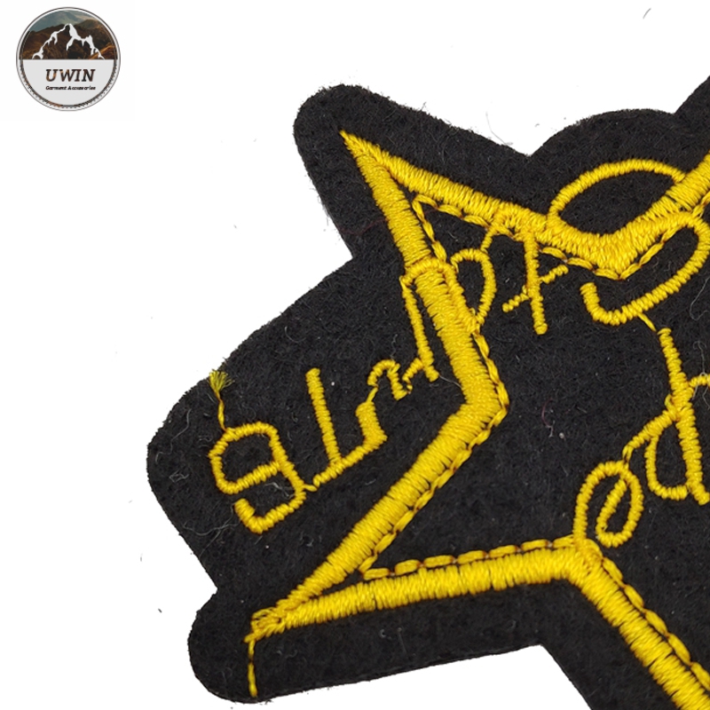 Customized Color Embroidered Star Patches Eco Friendly With Stick Sew On Backing