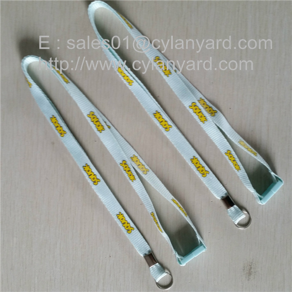 Polyester lanyard with metal sheet crimp