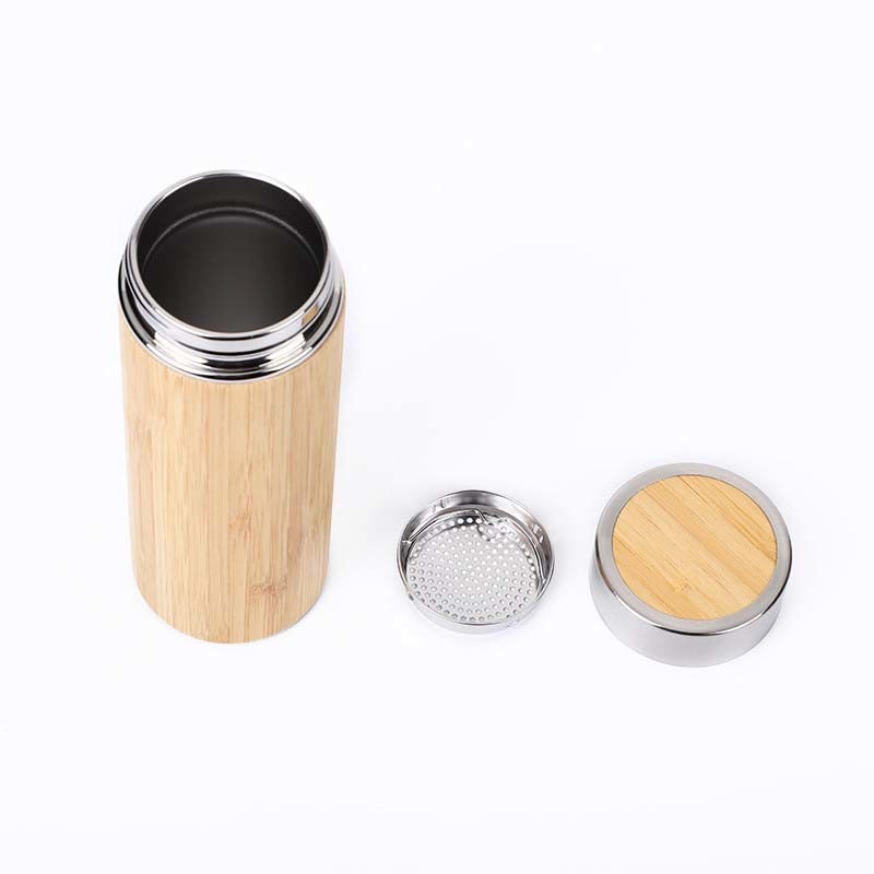 550ml 350ml Bamboo Stainless Steel Bottle Insulated Tea Bottle With Tea Infuser