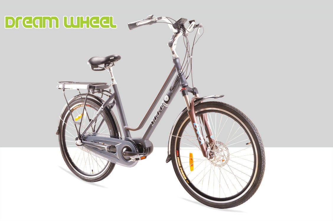 28km/H Electric Urban Bikes 36V 350W Middle Gear Motor Aluminum Frame