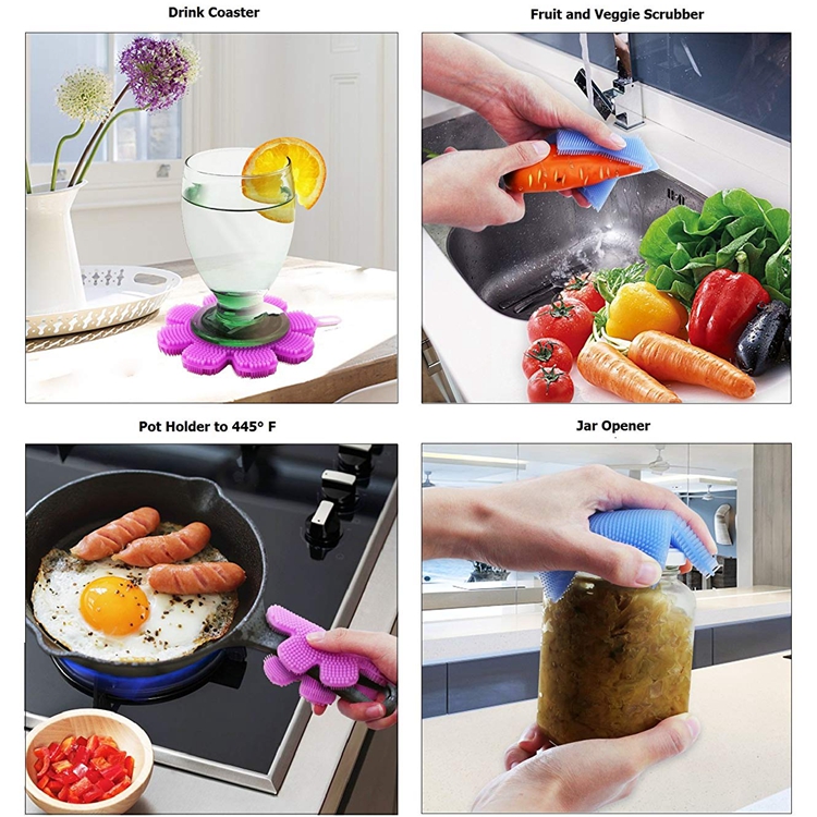 Fancy reusable high quality silicone cleaning pad plum blossom brush soft cleaning tool kitchen tool customized silicone brush