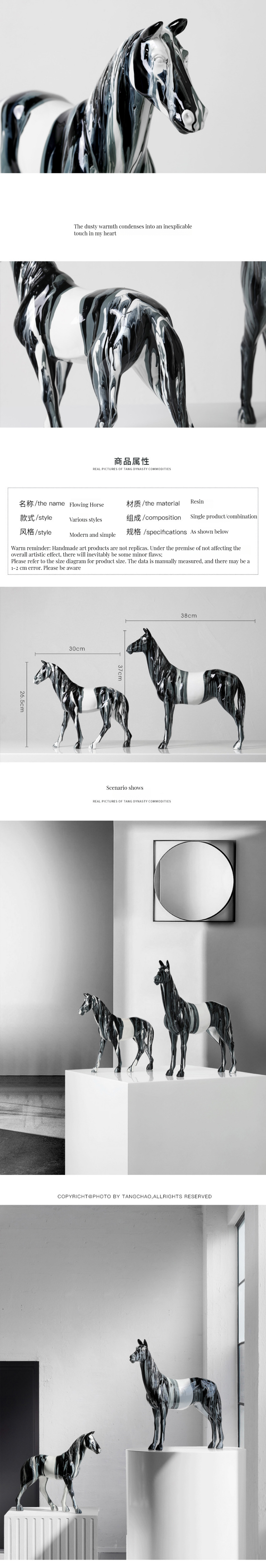 Animal Art Deco Design Resin Sculpture for Home Ornament Nordic Inspired Horse Craft