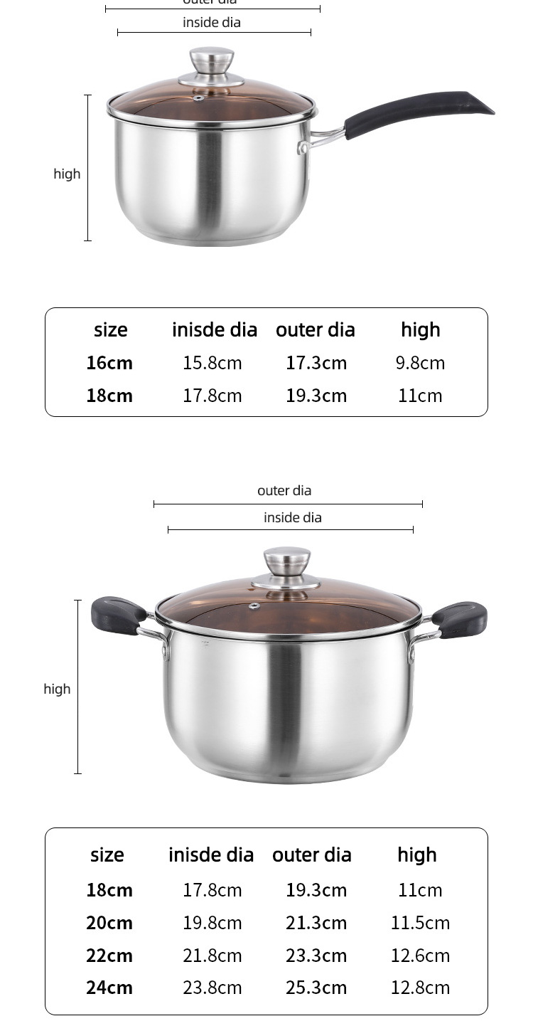High Quality Home Kitchen Cooker Pasta Pot Stainless Steel Soup Stock Pot Induction Cooking Pot With Lid