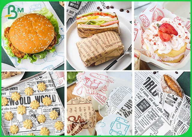 Oil proof 35gsm 38gsm Greaseproof Paper For Hamburg Wrapping Food Grade 