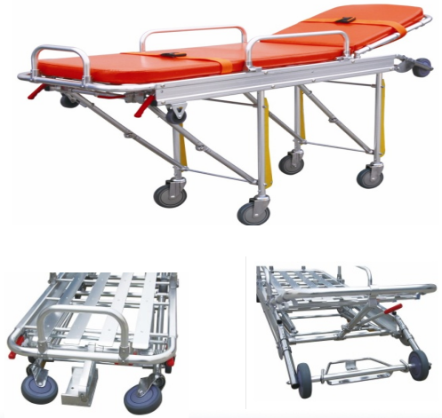 190 X 55 X 92CM Folding Ambulance Stretcher Trolley 40kg Height Adjustable Automatic Boarding