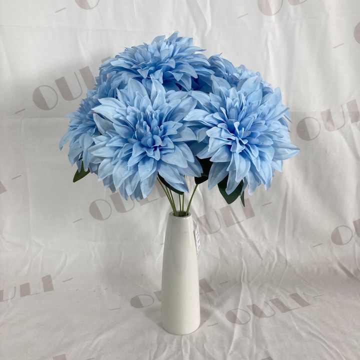 K-0125 Wholesale Artificial Wedding Decoration Silk 7 Heads Dahlia Bouquets Flower