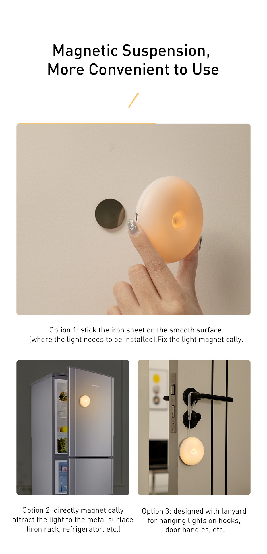 ABS Wireless 0.6W 3LEDs USB Rechargeable Motion Sensor Light