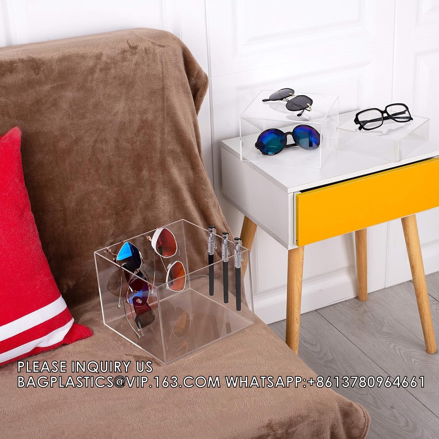 Acrylic Boxes Acrylic Display Nesting Cubes 5 Sided With Hollow Bottoms Display Stand Shelf For Comestic