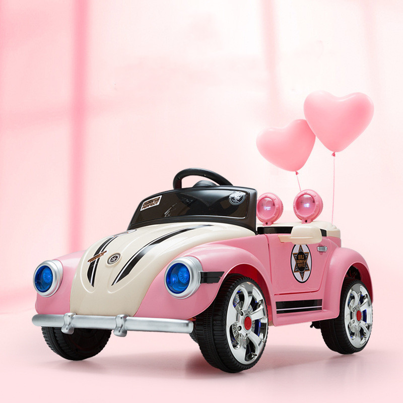 Beetle Children's Electric Ride on Car 4 Wheels Princess Pink Carton Size 101*54.5*33CM