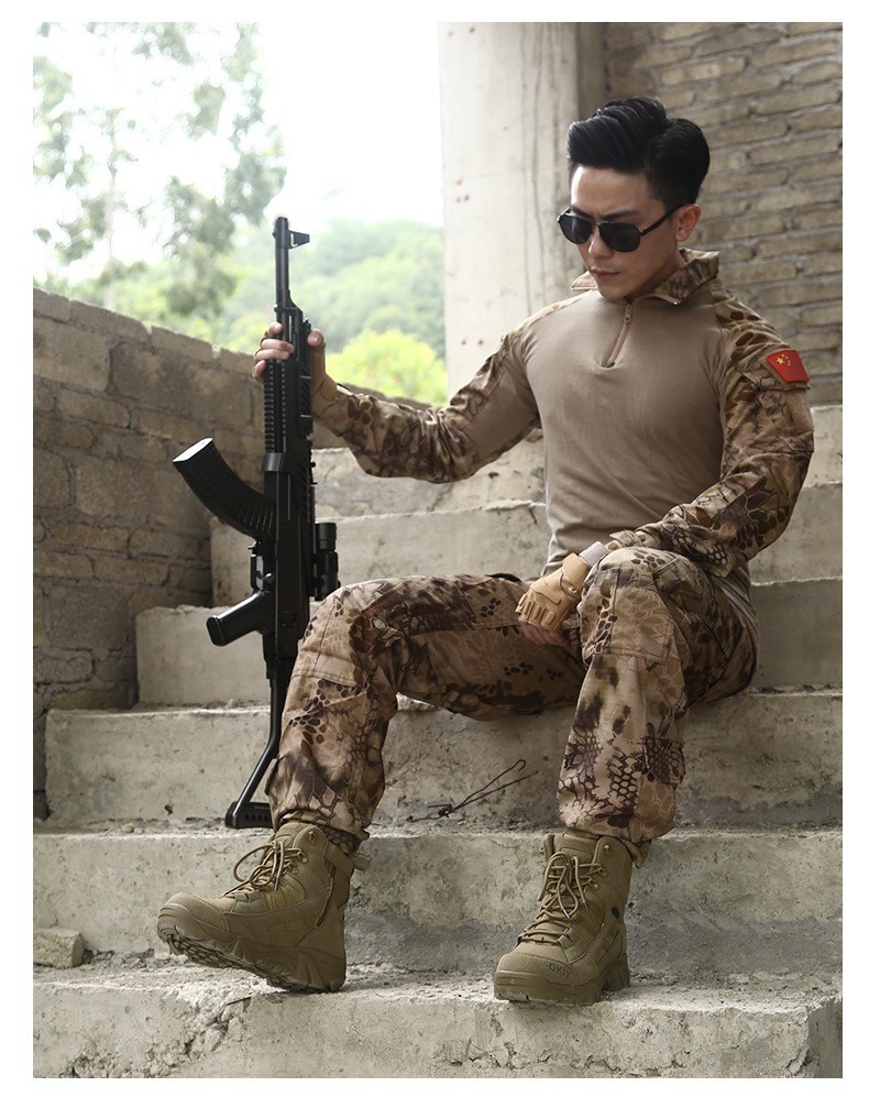 Wholesale High-top Mountaineering Boots Men's Brown Tactical Boots Non-slip Waterproof Training Boots